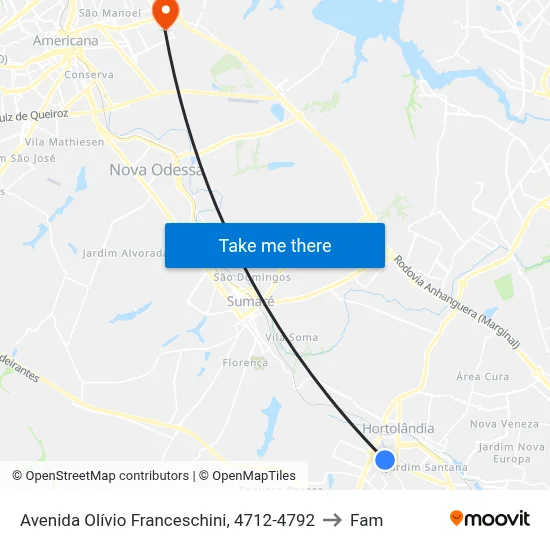 Avenida Olívio Franceschini, 4712-4792 to Fam map