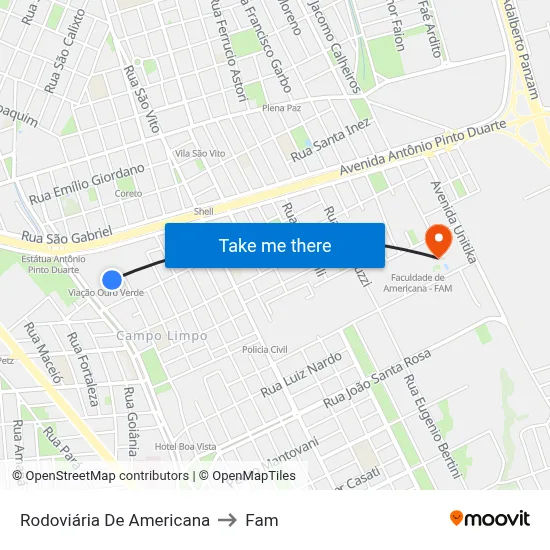 Rodoviária De Americana to Fam map