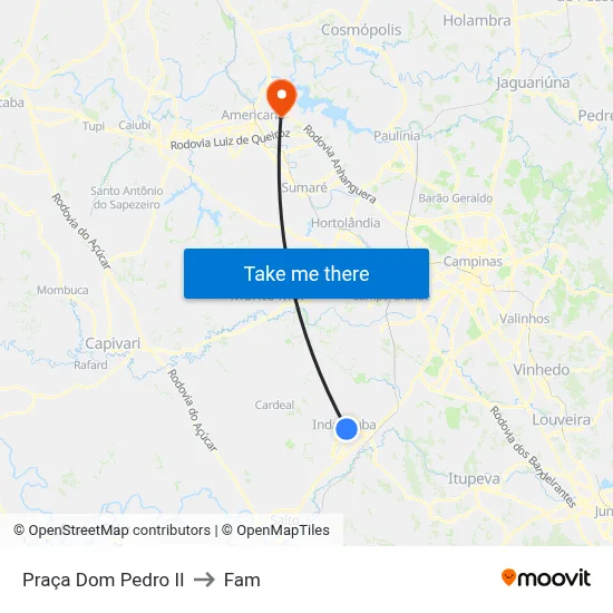 Praça Dom Pedro II to Fam map