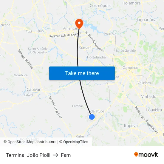Terminal João Piolli to Fam map