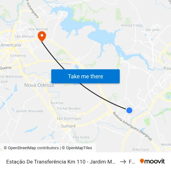 Estação De Transferência Km 110 - Jardim Maria Antonia to Fam map