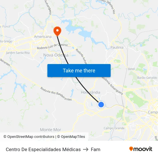 Centro De Especialidades Médicas to Fam map