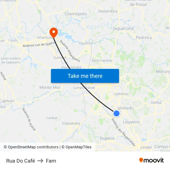 Rua Do Café to Fam map