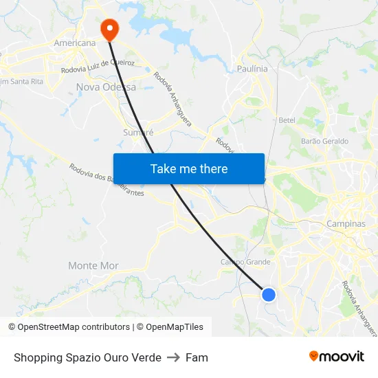 Shopping Spazio Ouro Verde to Fam map