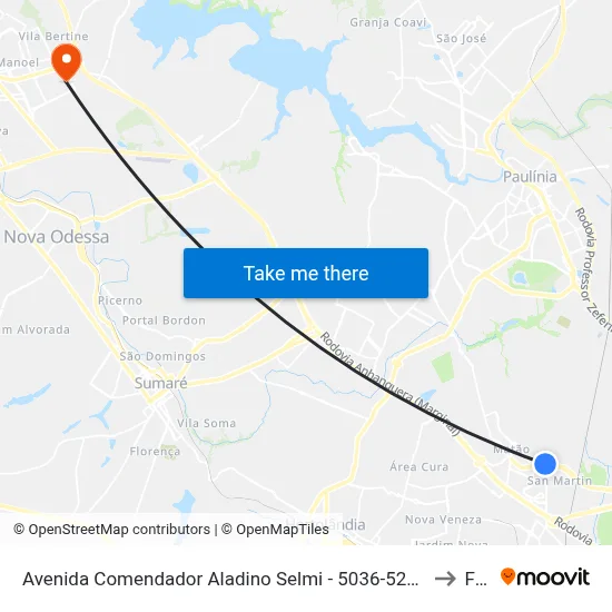 Avenida Comendador Aladino Selmi -  5036-5244 - Vila San Martin to Fam map