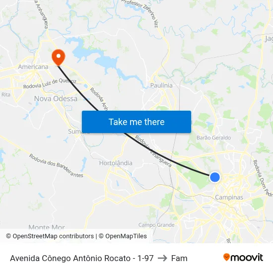 Avenida Cônego Antônio Rocato -  1-97 to Fam map