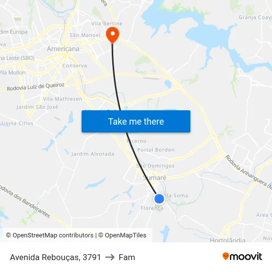 Avenida Rebouças, 3791 to Fam map