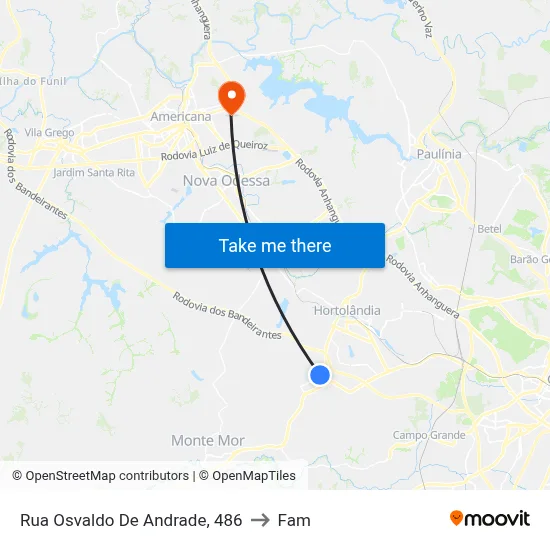 Rua Osvaldo De Andrade, 486 to Fam map