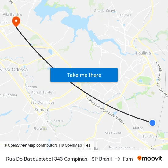 Rua Do Basquetebol 343 Campinas - SP Brasil to Fam map