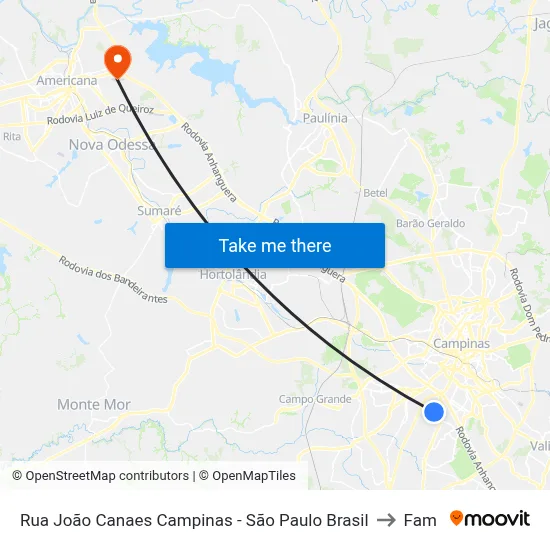 Rua João Canaes Campinas - São Paulo Brasil to Fam map