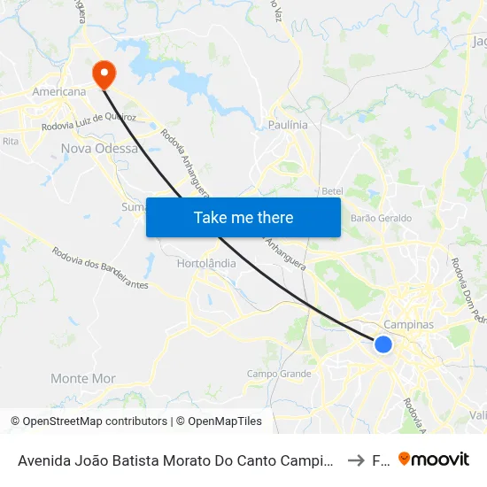 Avenida João Batista Morato Do Canto Campinas - São Paulo 13031 Brasil to Fam map
