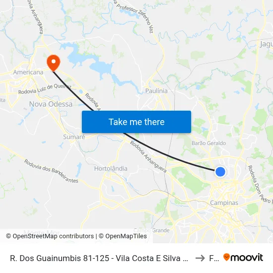 R. Dos Guainumbis 81-125 - Vila Costa E Silva Campinas - SP 13081-530 Brasil to Fam map