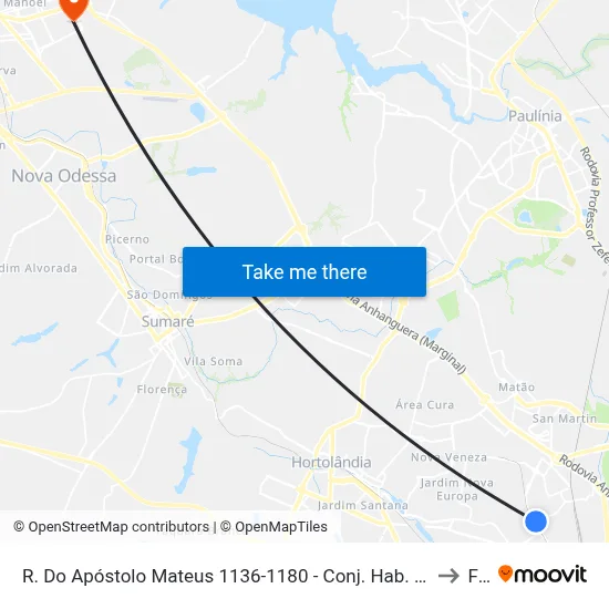 R. Do Apóstolo Mateus 1136-1180 - Conj. Hab. Padre Anchieta Campinas - SP Brasil to Fam map