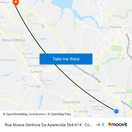 Rua Nossa Senhora Da Aparecida 564-614 - Conjunto Habitacional Padre Anchieta Campinas - SP Brasil to Fam map
