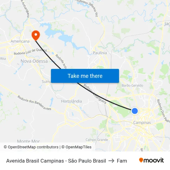 Avenida Brasil Campinas - São Paulo Brasil to Fam map