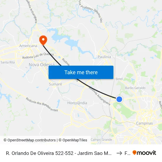 R. Orlando De Oliveira 522-552 - Jardim Sao Marcos Campinas - SP 13082-205 Brasil to Fam map