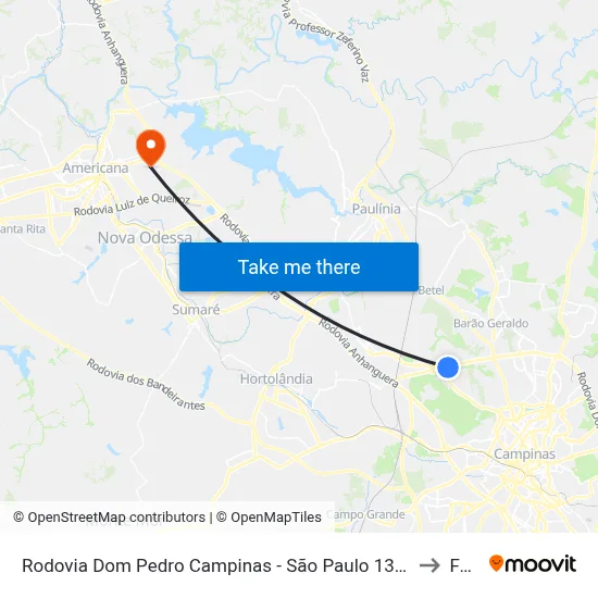 Rodovia Dom Pedro Campinas - São Paulo 13082 Brasil to Fam map