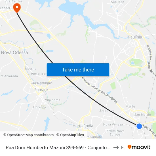 Rua Dom Humberto Mazoni 399-569 - Conjunto Habitacional Padre Anchieta Campinas - SP 13068-323 Brasil to Fam map