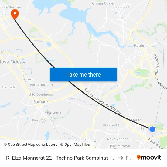 R. Elza Monnerat 22 - Techno Park Campinas - SP Brasil to Fam map