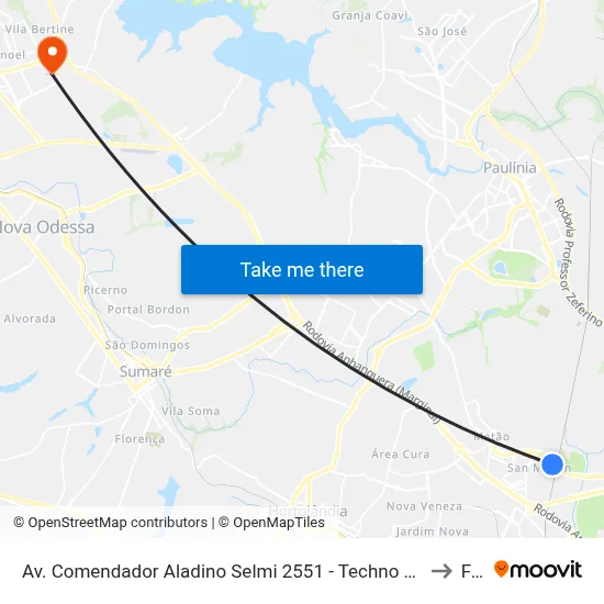 Av. Comendador Aladino Selmi 2551 - Techno Park Campinas - SP Brasil to Fam map