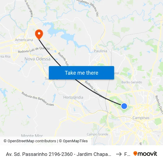 Av. Sd. Passarinho 2196-2360 - Jardim Chapadao Campinas - SP Brasil to Fam map
