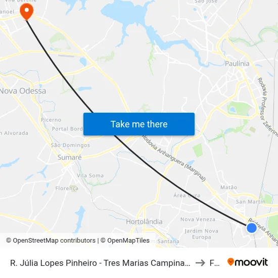 R. Júlia Lopes Pinheiro - Tres Marias Campinas - SP Brasil to Fam map