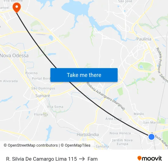 R. Silvia De Camargo Lima 115 to Fam map