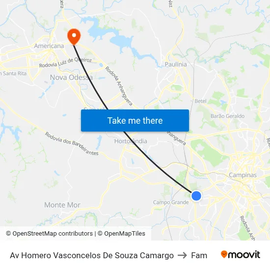 Av Homero Vasconcelos De Souza Camargo to Fam map