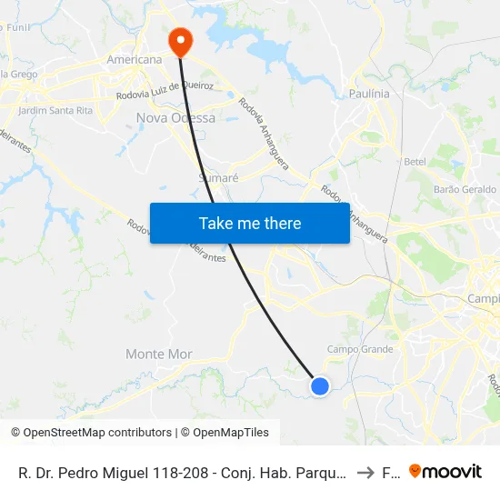 R. Dr. Pedro Miguel 118-208 - Conj. Hab. Parque Itajai Campinas - SP Brasil to Fam map