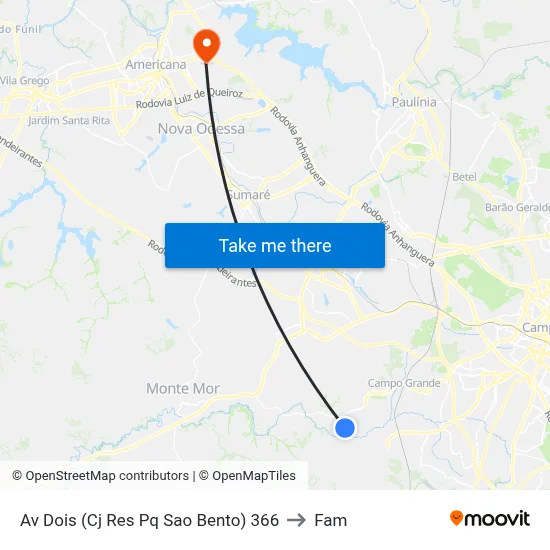 Av Dois (Cj Res Pq Sao Bento) 366 to Fam map
