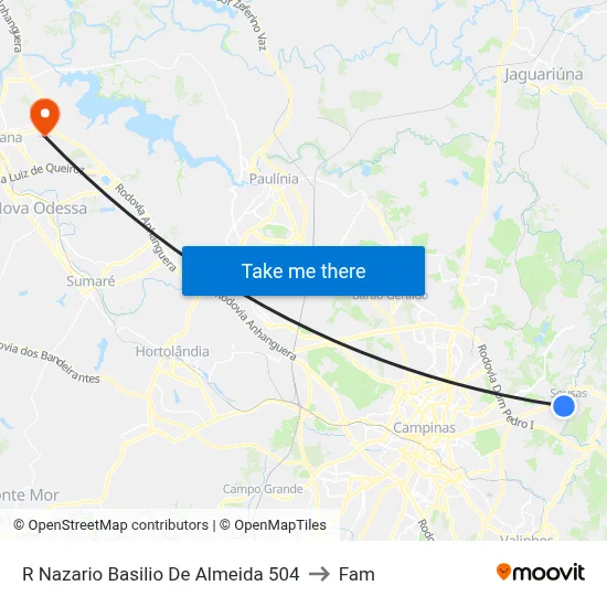 R Nazario Basilio De Almeida 504 to Fam map