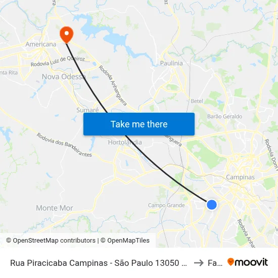 Rua Piracicaba Campinas - São Paulo 13050 Brasil to Fam map