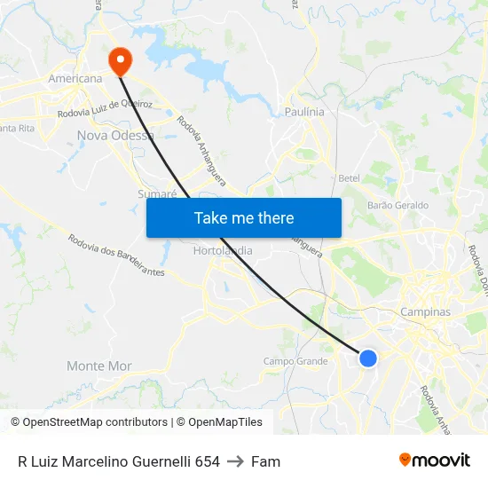 R Luiz Marcelino Guernelli 654 to Fam map
