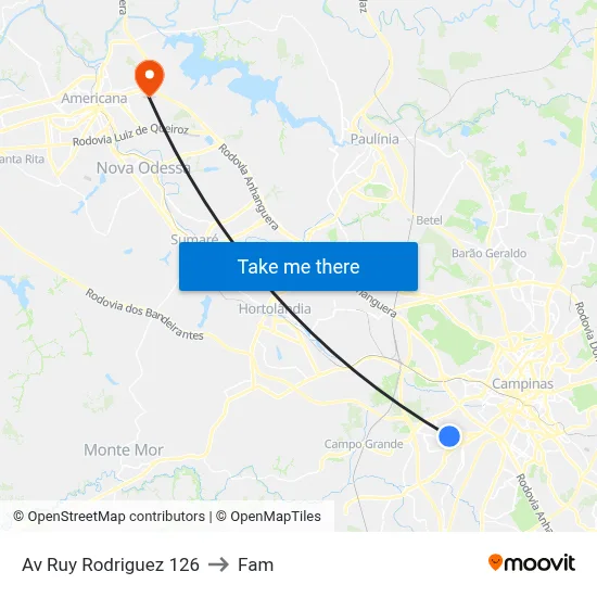 Av Ruy Rodriguez 126 to Fam map