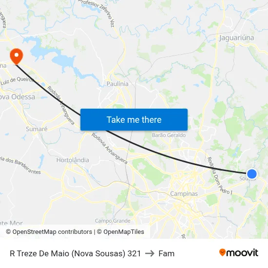 R Treze De Maio (Nova Sousas) 321 to Fam map
