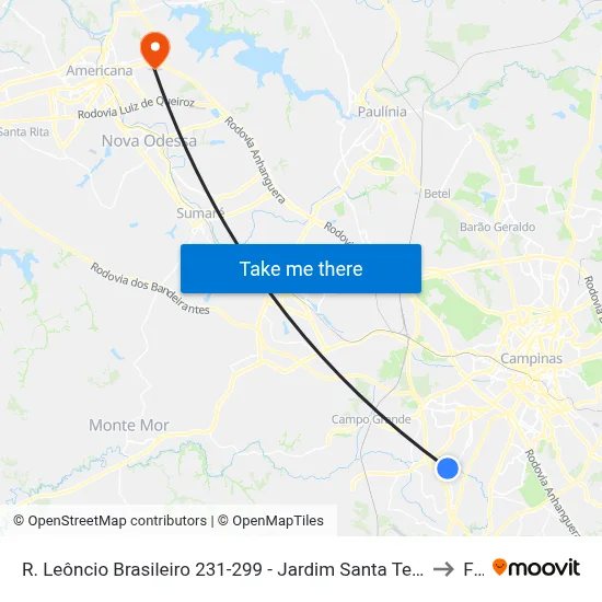 R. Leôncio Brasileiro 231-299 - Jardim Santa Terezinha Campinas - SP 13052-150 Brasil to Fam map