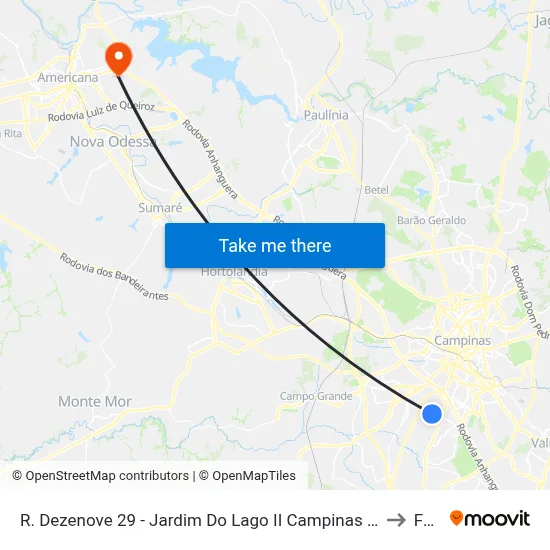 R. Dezenove 29 - Jardim Do Lago II Campinas - SP Brasil to Fam map
