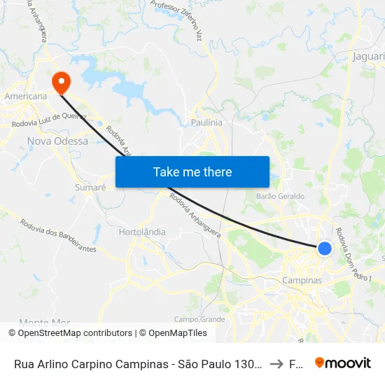 Rua Arlino Carpino Campinas - São Paulo 13088 Brasil to Fam map