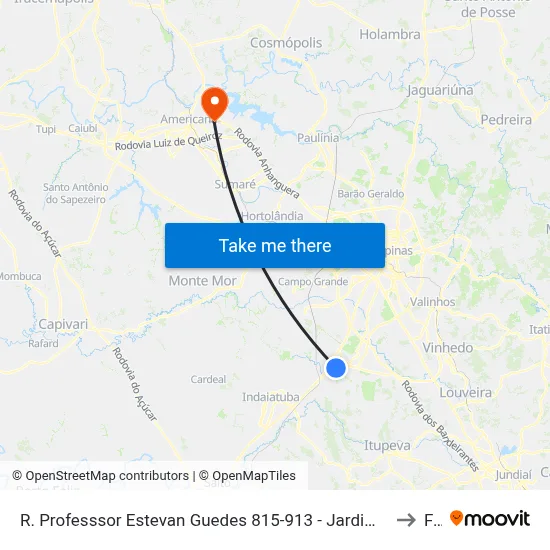 R. Professsor Estevan Guedes 815-913 - Jardim Fernanda Campinas - SP 13053-618 Brasil to Fam map
