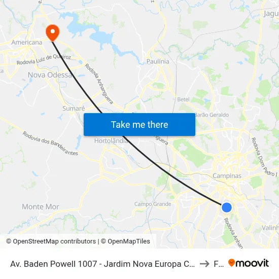 Av. Baden Powell 1007 - Jardim Nova Europa Campinas - SP 13040-093 Brasil to Fam map