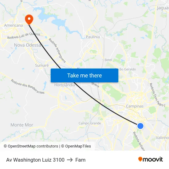 Av Washington Luiz 3100 to Fam map