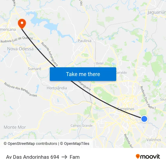 Av Das Andorinhas 694 to Fam map