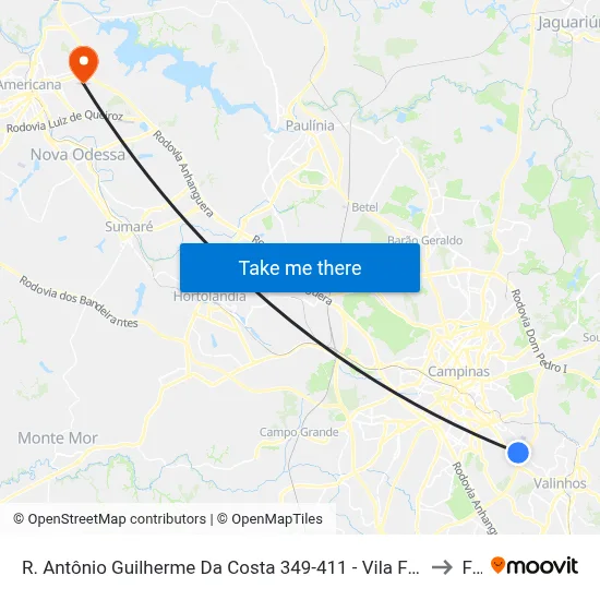 R. Antônio Guilherme Da Costa 349-411 - Vila Formosa Campinas - SP 13045-040 Brasil to Fam map