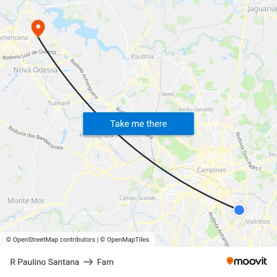 R Paulino Santana to Fam map