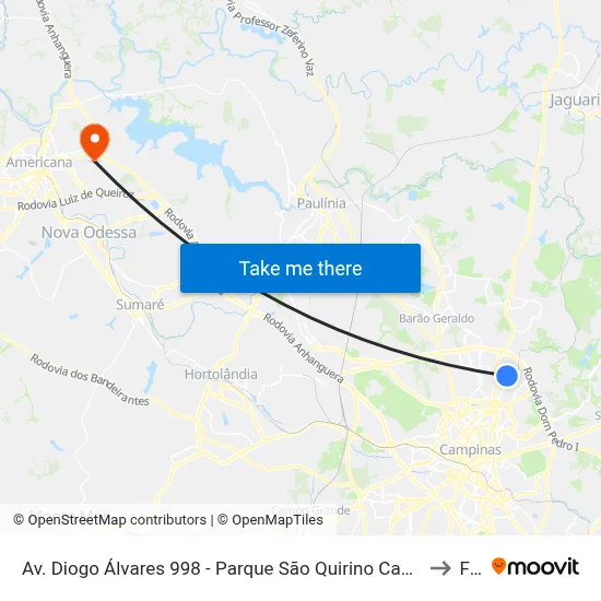 Av. Diogo Álvares 998 - Parque São Quirino Campinas - SP 13088-221 Brasil to Fam map
