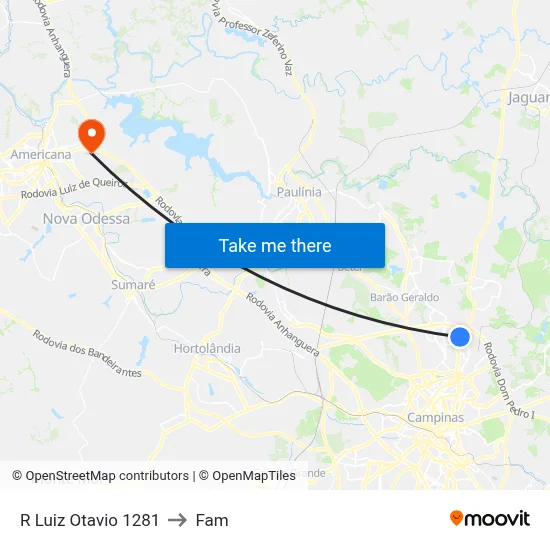 R Luiz Otavio 1281 to Fam map
