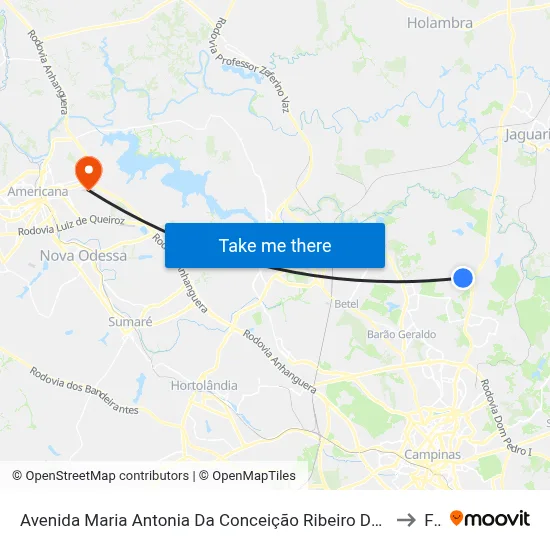 Avenida Maria Antonia Da Conceição Ribeiro Dos Santos Campinas - São Paulo 13086 Brasil to Fam map