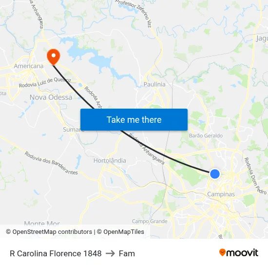 R Carolina Florence 1848 to Fam map