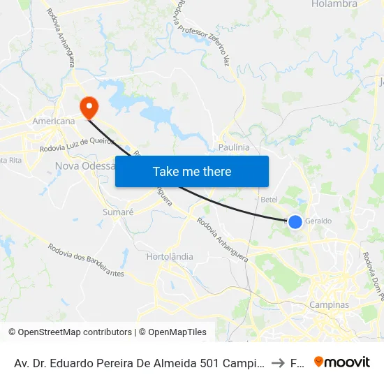 Av. Dr. Eduardo Pereira De Almeida 501 Campinas - SP Brasil to Fam map