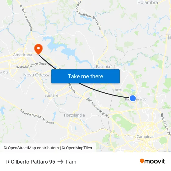 R Gilberto Pattaro 95 to Fam map
